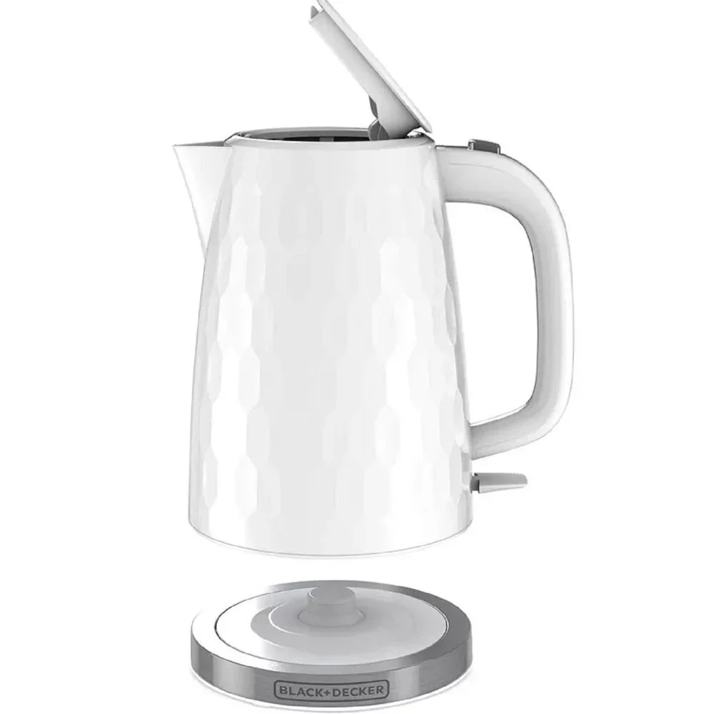 New Black & Decker White Honeycomb 1.7-Liter Rapid-Boil Electric Cordless Kettle